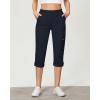 imageGRAPENT Capri Cargo Pants for Women High Waisted Pull On Elastic Waist Stretch Twill Fold Hem Capris Pants with PocketsNavy Blue