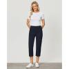 imageGRAPENT Capri Cargo Pants for Women High Waisted Pull On Elastic Waist Stretch Twill Fold Hem Capris Pants with PocketsNavy Blue