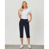 imageGRAPENT Capri Cargo Pants for Women High Waisted Pull On Elastic Waist Stretch Twill Fold Hem Capris Pants with PocketsNavy Blue