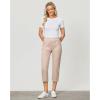 imageGRAPENT Capri Cargo Pants for Women High Waisted Pull On Elastic Waist Stretch Twill Fold Hem Capris Pants with PocketsPioneer Beige