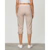 imageGRAPENT Capri Cargo Pants for Women High Waisted Pull On Elastic Waist Stretch Twill Fold Hem Capris Pants with PocketsPioneer Beige