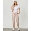 imageGRAPENT Capri Cargo Pants for Women High Waisted Pull On Elastic Waist Stretch Twill Fold Hem Capris Pants with PocketsPioneer Beige