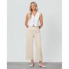 imageGRAPENT Cropped Pants for Women Trendy Business Casual High Waisted Pull On Wide Leg Stretchy Dress Pants with PocketsBeige