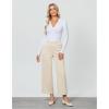 imageGRAPENT Cropped Pants for Women Trendy Business Casual High Waisted Pull On Wide Leg Stretchy Dress Pants with PocketsBeige