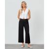 imageGRAPENT Cropped Pants for Women Trendy Business Casual High Waisted Pull On Wide Leg Stretchy Dress Pants with PocketsBlack