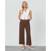 imageGRAPENT Cropped Pants for Women Trendy Business Casual High Waisted Pull On Wide Leg Stretchy Dress Pants with PocketsBrown
