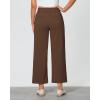 imageGRAPENT Cropped Pants for Women Trendy Business Casual High Waisted Pull On Wide Leg Stretchy Dress Pants with PocketsBrown
