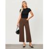 imageGRAPENT Cropped Pants for Women Trendy Business Casual High Waisted Pull On Wide Leg Stretchy Dress Pants with PocketsBrown
