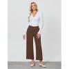 imageGRAPENT Cropped Pants for Women Trendy Business Casual High Waisted Pull On Wide Leg Stretchy Dress Pants with PocketsBrown
