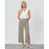 imageGRAPENT Cropped Pants for Women Trendy Business Casual High Waisted Pull On Wide Leg Stretchy Dress Pants with PocketsGrey Green