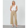 imageGRAPENT Cropped Pants for Women Trendy Business Casual High Waisted Pull On Wide Leg Stretchy Dress Pants with PocketsKhaki