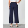 imageGRAPENT Cropped Pants for Women Trendy Business Casual High Waisted Pull On Wide Leg Stretchy Dress Pants with PocketsNavy