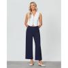 imageGRAPENT Cropped Pants for Women Trendy Business Casual High Waisted Pull On Wide Leg Stretchy Dress Pants with PocketsNavy