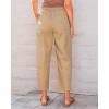 imageGRAPENT Wide Leg Pants Woman High Waisted Trendy Cropped Barrel Pull On Baggy Elastic Waist Loose Fit Pants with PocketsAlmond