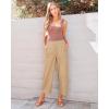 imageGRAPENT Wide Leg Pants Woman High Waisted Trendy Cropped Barrel Pull On Baggy Elastic Waist Loose Fit Pants with PocketsAlmond
