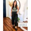 imageGRAPENT Wide Leg Pants Woman High Waisted Trendy Cropped Barrel Pull On Baggy Elastic Waist Loose Fit Pants with PocketsBlack