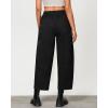 imageGRAPENT Wide Leg Pants Woman High Waisted Trendy Cropped Barrel Pull On Baggy Elastic Waist Loose Fit Pants with PocketsBlack