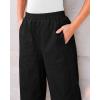 imageGRAPENT Wide Leg Pants Woman High Waisted Trendy Cropped Barrel Pull On Baggy Elastic Waist Loose Fit Pants with PocketsBlack