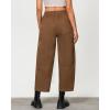 imageGRAPENT Wide Leg Pants Woman High Waisted Trendy Cropped Barrel Pull On Baggy Elastic Waist Loose Fit Pants with PocketsBrown
