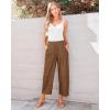 imageGRAPENT Wide Leg Pants Woman High Waisted Trendy Cropped Barrel Pull On Baggy Elastic Waist Loose Fit Pants with PocketsBrown