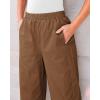 imageGRAPENT Wide Leg Pants Woman High Waisted Trendy Cropped Barrel Pull On Baggy Elastic Waist Loose Fit Pants with PocketsBrown