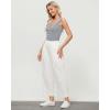imageGRAPENT Wide Leg Pants Woman High Waisted Trendy Cropped Barrel Pull On Baggy Elastic Waist Loose Fit Pants with PocketsCream White