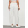 imageGRAPENT Wide Leg Pants Woman High Waisted Trendy Cropped Barrel Pull On Baggy Elastic Waist Loose Fit Pants with PocketsCream White