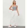 imageGRAPENT Wide Leg Pants Woman High Waisted Trendy Cropped Barrel Pull On Baggy Elastic Waist Loose Fit Pants with PocketsCream White