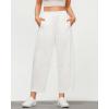 imageGRAPENT Wide Leg Pants Woman High Waisted Trendy Cropped Barrel Pull On Baggy Elastic Waist Loose Fit Pants with PocketsCream White
