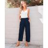 imageGRAPENT Wide Leg Pants Woman High Waisted Trendy Cropped Barrel Pull On Baggy Elastic Waist Loose Fit Pants with PocketsNavy Blue