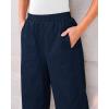 imageGRAPENT Wide Leg Pants Woman High Waisted Trendy Cropped Barrel Pull On Baggy Elastic Waist Loose Fit Pants with PocketsNavy Blue