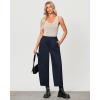 imageGRAPENT Wide Leg Pants Woman High Waisted Trendy Cropped Barrel Pull On Baggy Elastic Waist Loose Fit Pants with PocketsNavy Blue