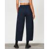 imageGRAPENT Wide Leg Pants Woman High Waisted Trendy Cropped Barrel Pull On Baggy Elastic Waist Loose Fit Pants with PocketsNavy Blue