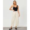 imageGRAPENT Wide Leg Pants Woman High Waisted Trendy Cropped Barrel Pull On Baggy Elastic Waist Loose Fit Pants with PocketsOatmeal