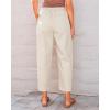 imageGRAPENT Wide Leg Pants Woman High Waisted Trendy Cropped Barrel Pull On Baggy Elastic Waist Loose Fit Pants with PocketsOatmeal