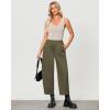 imageGRAPENT Wide Leg Pants Woman High Waisted Trendy Cropped Barrel Pull On Baggy Elastic Waist Loose Fit Pants with PocketsOlive
