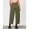 imageGRAPENT Wide Leg Pants Woman High Waisted Trendy Cropped Barrel Pull On Baggy Elastic Waist Loose Fit Pants with PocketsOlive