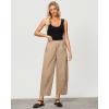 imageGRAPENT Wide Leg Pants Woman High Waisted Trendy Cropped Barrel Pull On Baggy Elastic Waist Loose Fit Pants with PocketsTan
