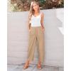 imageGRAPENT Wide Leg Pants Woman High Waisted Trendy Cropped Barrel Pull On Baggy Elastic Waist Loose Fit Pants with PocketsTan