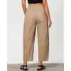 imageGRAPENT Wide Leg Pants Woman High Waisted Trendy Cropped Barrel Pull On Baggy Elastic Waist Loose Fit Pants with PocketsTan