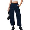 imageGRAPENT Wide Leg Pants Woman High Waisted Trendy Cropped Barrel Pull On Baggy Elastic Waist Loose Fit Pants with PocketsNavy Blue