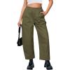 imageGRAPENT Wide Leg Pants Woman High Waisted Trendy Cropped Barrel Pull On Baggy Elastic Waist Loose Fit Pants with PocketsOlive