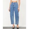 imageGRAPENT Barrel Jeans for Women Trendy High Waisted Cropped Cargo Pocket Baggy Stretch Denim Pants Wide Leg Tapered JeansBay Blue
