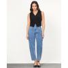 imageGRAPENT Barrel Jeans for Women Trendy High Waisted Cropped Cargo Pocket Baggy Stretch Denim Pants Wide Leg Tapered JeansBay Blue