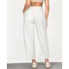 imageGRAPENT Barrel Jeans for Women Trendy High Waisted Cropped Cargo Pocket Baggy Stretch Denim Pants Wide Leg Tapered JeansCream White