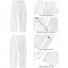 imageGRAPENT Barrel Jeans for Women Trendy High Waisted Cropped Cargo Pocket Baggy Stretch Denim Pants Wide Leg Tapered JeansCream White