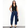 imageGRAPENT Barrel Jeans for Women Trendy High Waisted Cropped Cargo Pocket Baggy Stretch Denim Pants Wide Leg Tapered JeansNightfall Blue