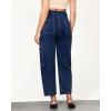 imageGRAPENT Barrel Jeans for Women Trendy High Waisted Cropped Cargo Pocket Baggy Stretch Denim Pants Wide Leg Tapered JeansNightfall Blue