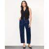 imageGRAPENT Barrel Jeans for Women Trendy High Waisted Cropped Cargo Pocket Baggy Stretch Denim Pants Wide Leg Tapered JeansNightfall Blue