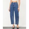 imageGRAPENT Barrel Jeans for Women Trendy High Waisted Cropped Cargo Pocket Baggy Stretch Denim Pants Wide Leg Tapered JeansReef Blue